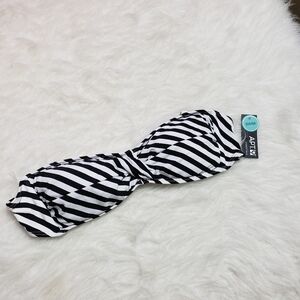 3/$15 new apt 9 strapless black white striped twist front bikini top size medium